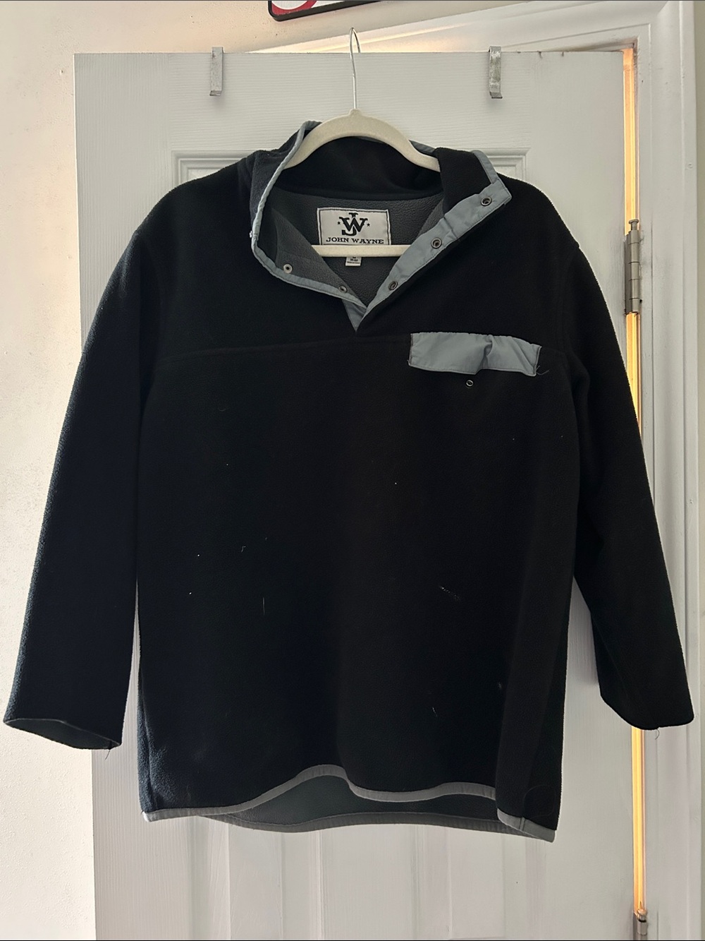 Black Fleece Pullover Jacket with Gray Trim
